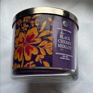 Bath & Body Works Black Cherry Merlot Candle - Purple and Gold